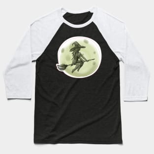 Halloween Witch flying broom in front Baseball T-Shirt